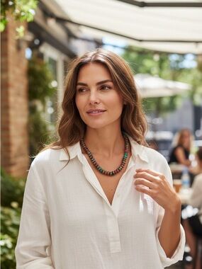 Boho Jade Quartz Stone Gemstone Necklace with Toggle Clasp